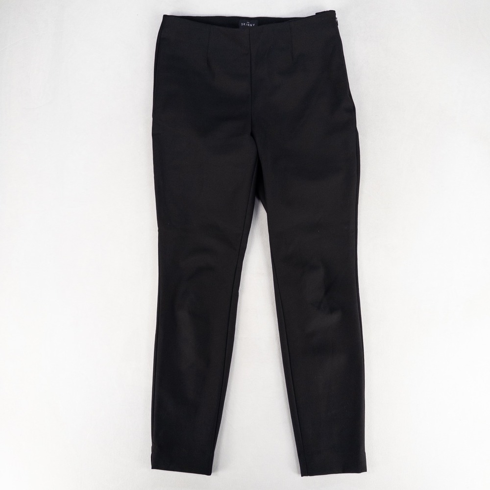 WHBM Pants Womens 8 LONG Black The Skinny Side Zip Stretch Minimalist Chic